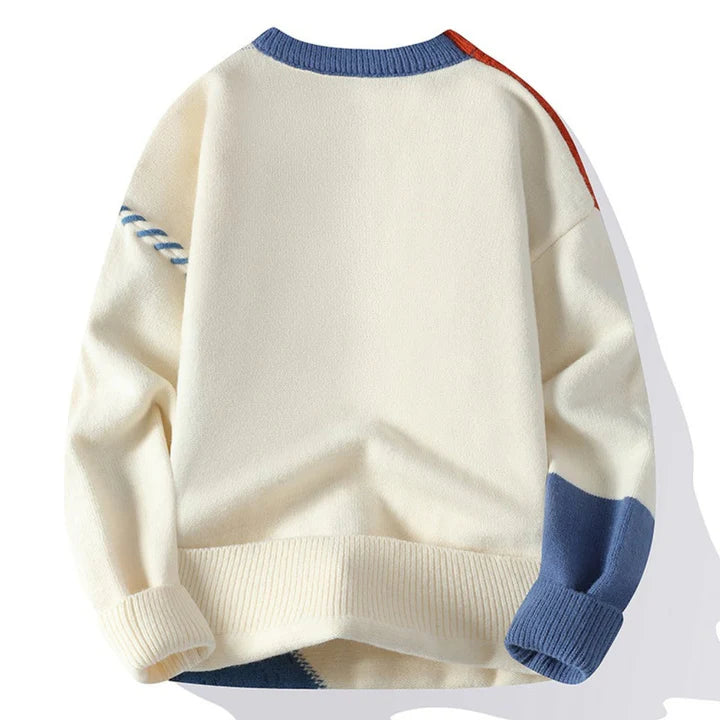 Herren Freizeitmodischer Strickpullover mit Kontrastfarben