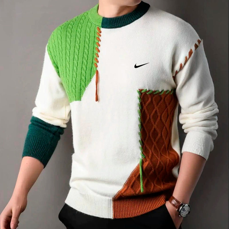 Herren Freizeitmodischer Strickpullover mit Kontrastfarben