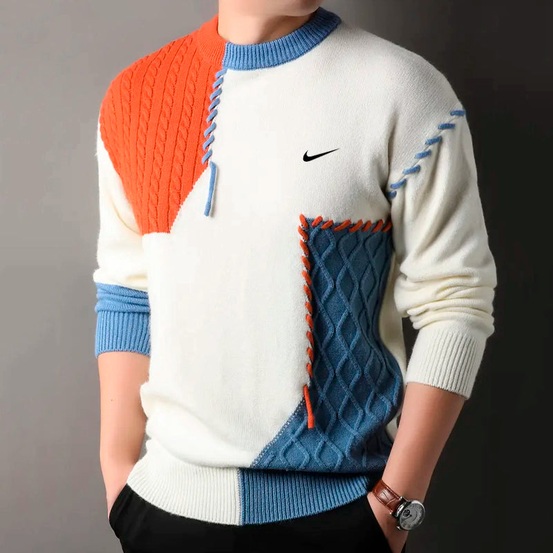 Herren Freizeitmodischer Strickpullover mit Kontrastfarben