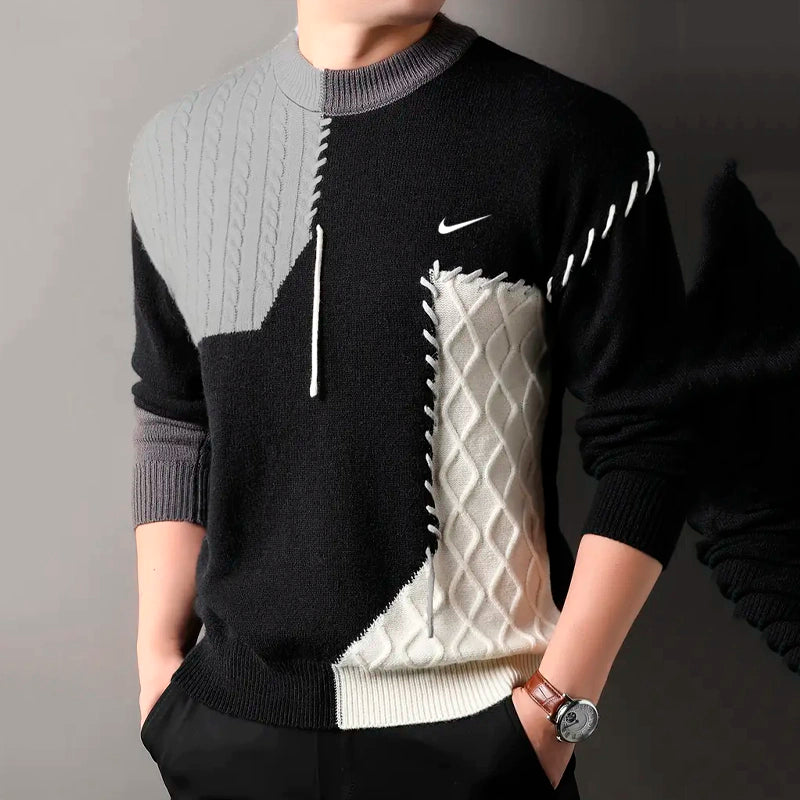 Herren Freizeitmodischer Strickpullover mit Kontrastfarben