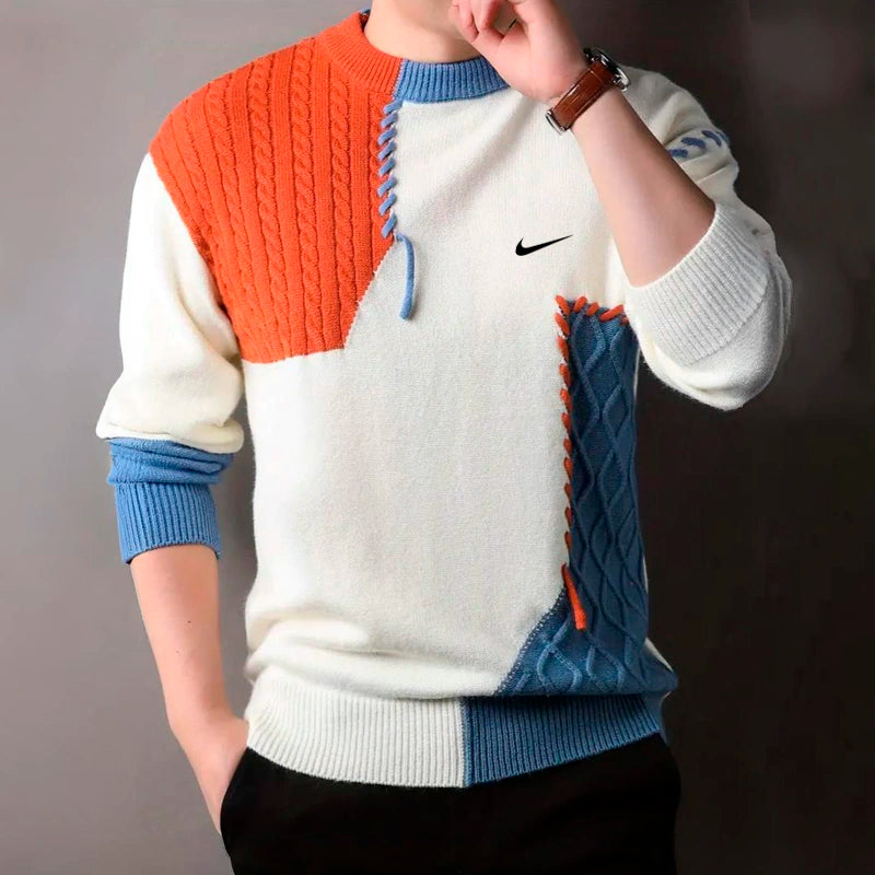 Herren Freizeitmodischer Strickpullover mit Kontrastfarben