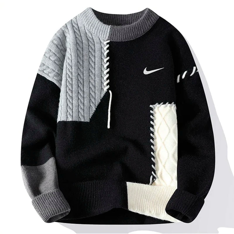 Herren Freizeitmodischer Strickpullover mit Kontrastfarben