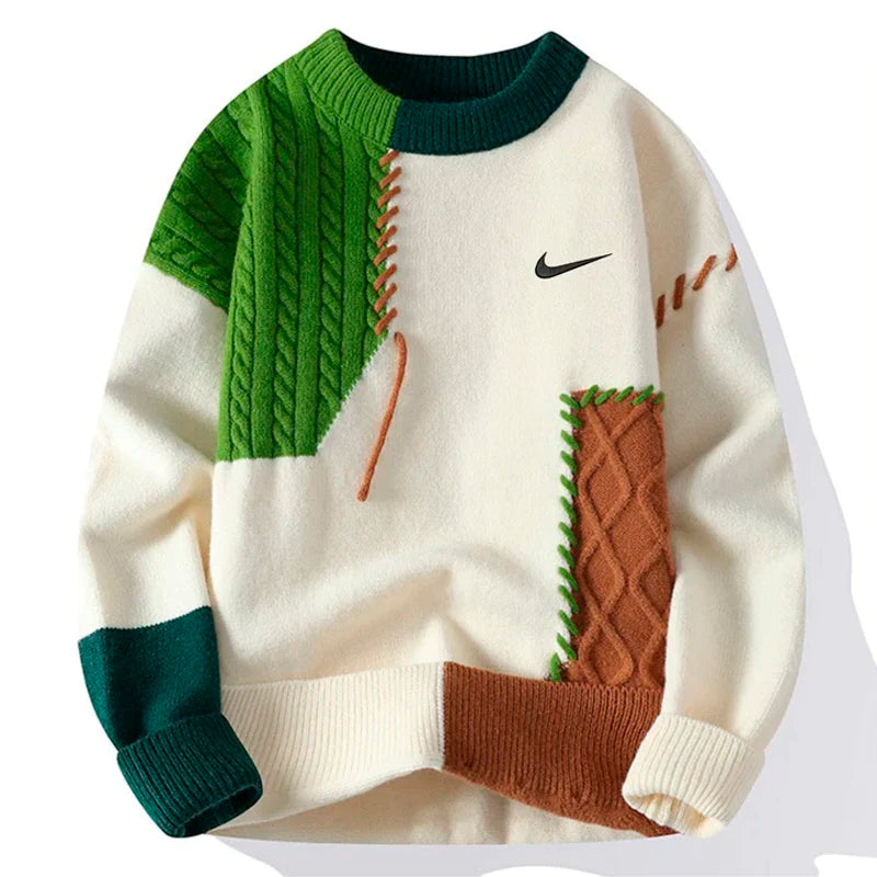 Herren Freizeitmodischer Strickpullover mit Kontrastfarben