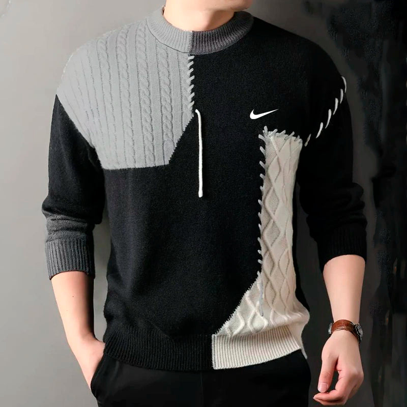 Herren Freizeitmodischer Strickpullover mit Kontrastfarben