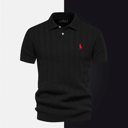 R&L Strukturiertes Strick-Poloshirt für Herren