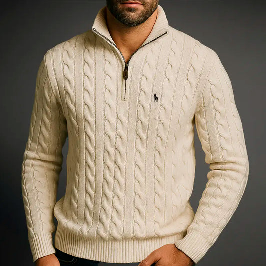 R&L Half-Zip Cable-Knit Cotton Sweaters