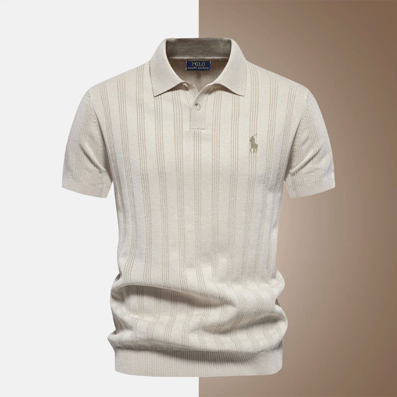 R&L Strukturiertes Strick-Poloshirt für Herren