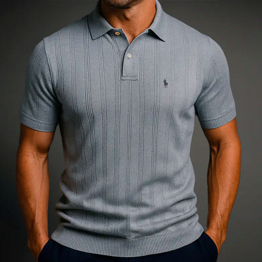 R&L Strukturiertes Strick-Poloshirt für Herren