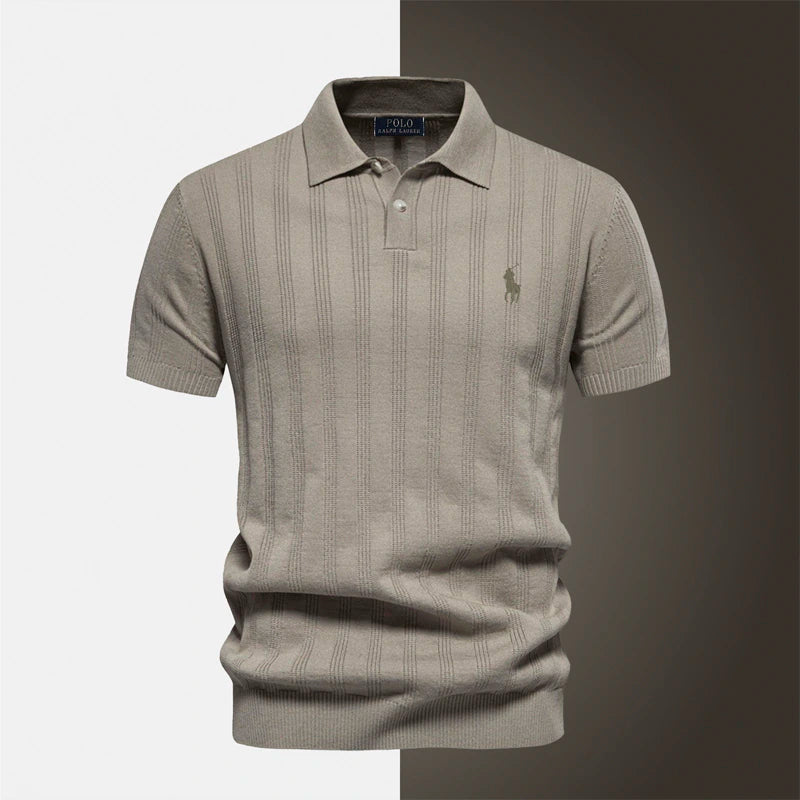 R&L Strukturiertes Strick-Poloshirt für Herren
