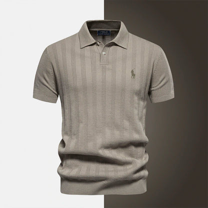 R&L Strukturiertes Strick-Poloshirt für Herren
