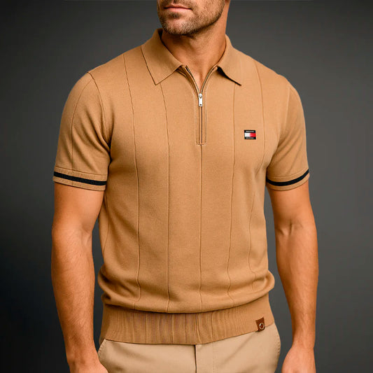 Herren-Poloshirt mit Reißverschluss Eleganter Retro-Stil