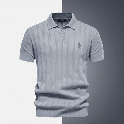 R&L Strukturiertes Strick-Poloshirt für Herren