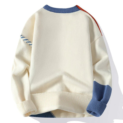 Herren Freizeitmodischer Strickpullover mit Kontrastfarben