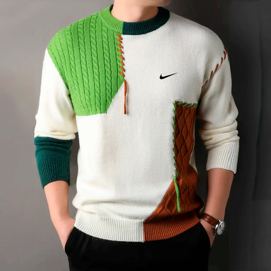 Herren Freizeitmodischer Strickpullover mit Kontrastfarben