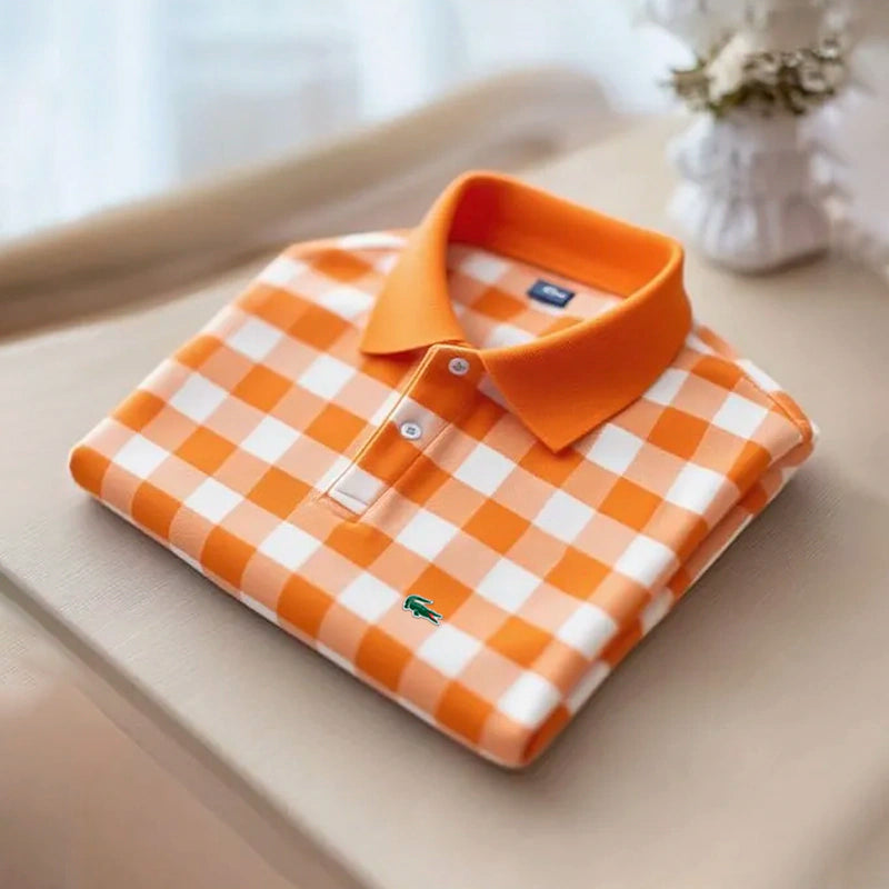 Klassisches kariertes Kurzarm-Poloshirt für Herren
