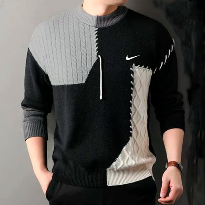 Herren Freizeitmodischer Strickpullover mit Kontrastfarben