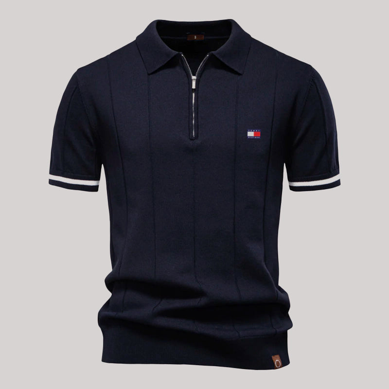 Herren-Poloshirt mit Reißverschluss Eleganter Retro-Stil