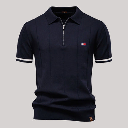Herren-Poloshirt mit Reißverschluss Eleganter Retro-Stil