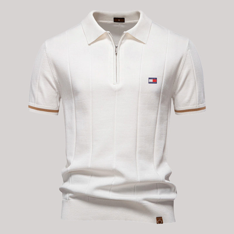 Herren-Poloshirt mit Reißverschluss Eleganter Retro-Stil