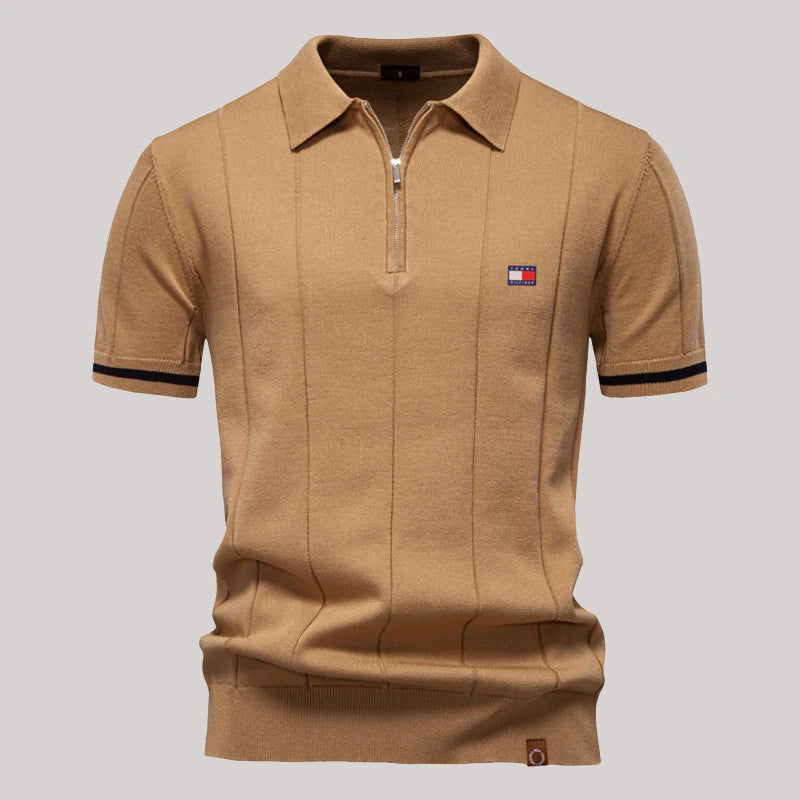 Herren-Poloshirt mit Reißverschluss Eleganter Retro-Stil