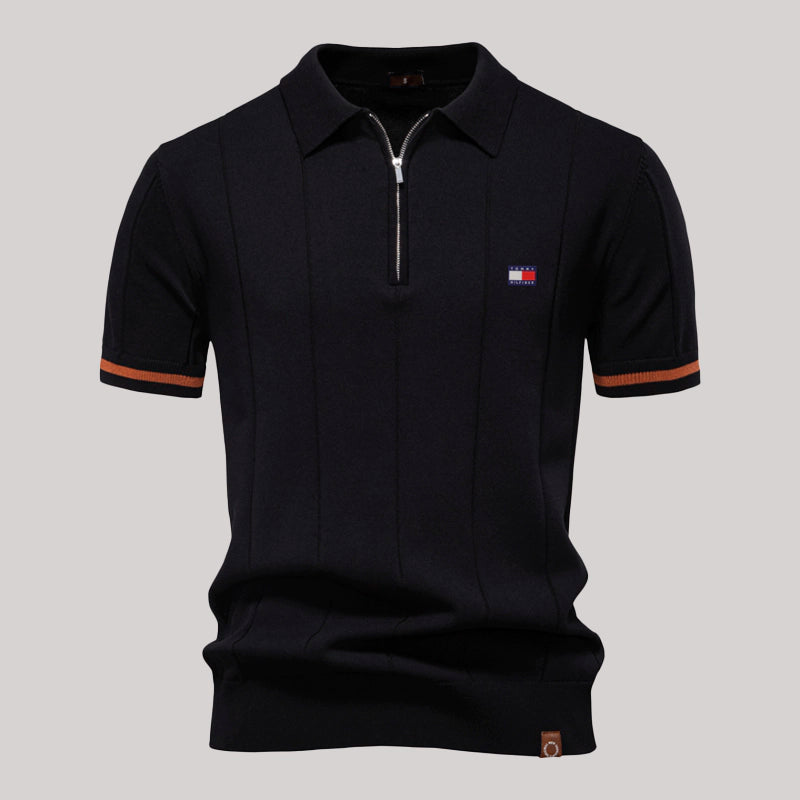 Herren-Poloshirt mit Reißverschluss Eleganter Retro-Stil