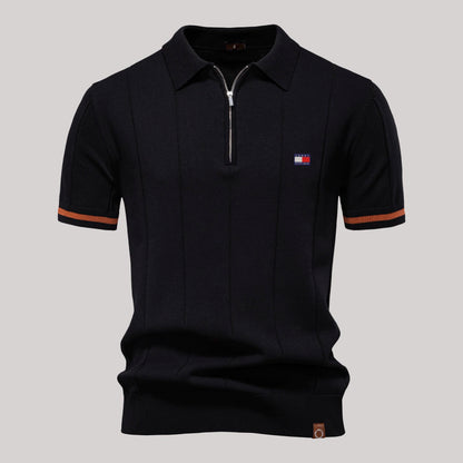 Herren-Poloshirt mit Reißverschluss Eleganter Retro-Stil